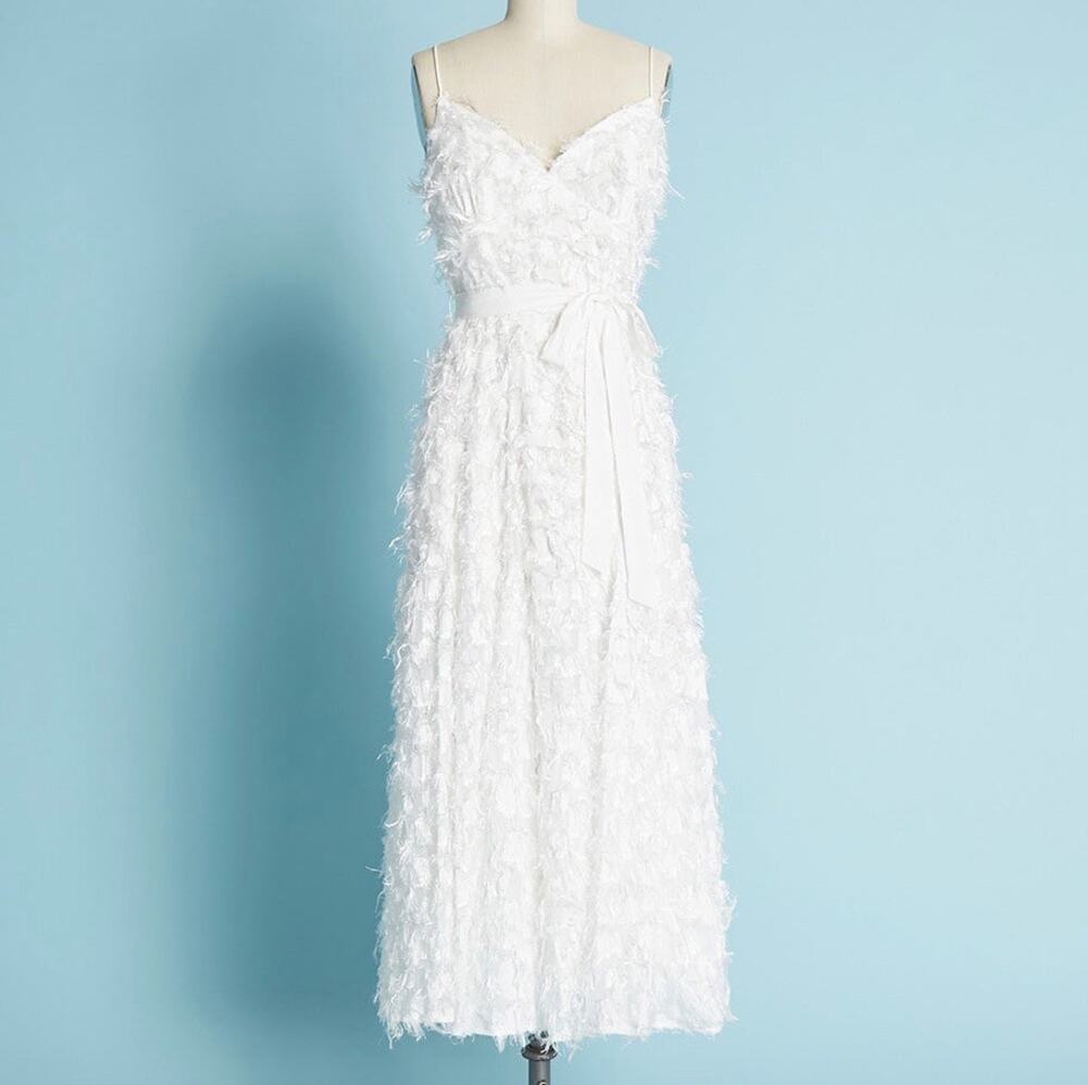 ModCloth White Sleeveless A Taste for Texture Midi Dress Size 2 Wedding